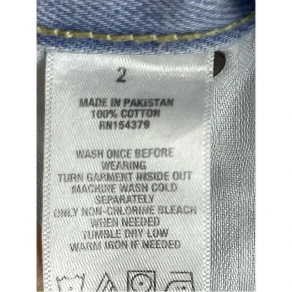 Aeropostale High-Rise Cheeky Shorts Shorty Denim Sz 2 Light Blue Distressed Y2K - Picture 7 of 7